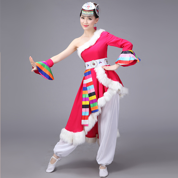 正品女民族服装 伟百富藏族舞蹈服装 女单袖 斜
