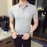 沃帕夏季polo衫翻领短袖男修身有领t恤潮流男士韩版简约纯色保罗