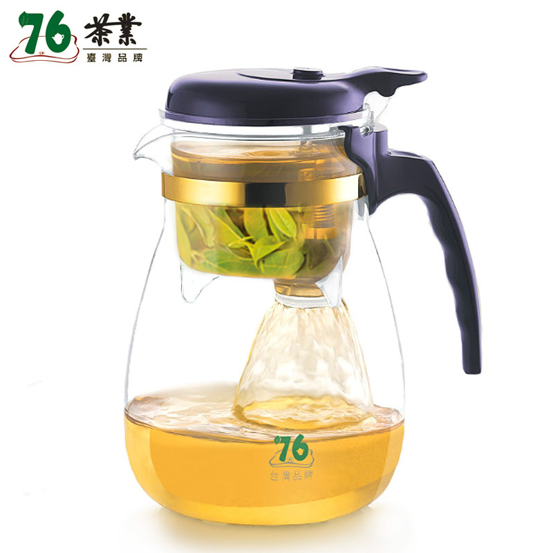 台湾76正品 飘逸杯 全玻璃外杯易泡茶道杯超大容量茶具YD970包邮