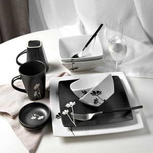 日韩式雏菊黑白组合乔迁礼品碗碟套装
