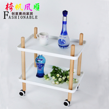 家用餐车多功能酒水车茶几边几移动收纳浴室厨房置物架实木小推车