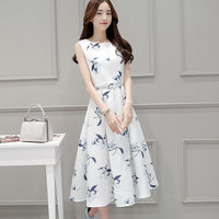 2016夏装新款无袖背心连衣裙显瘦黑色a字裙蓬