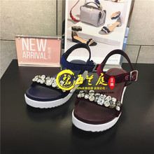 松糕底水钻休闲女凉鞋 9YZ05 9YZ05D 商场思加图2017夏款 专柜正品