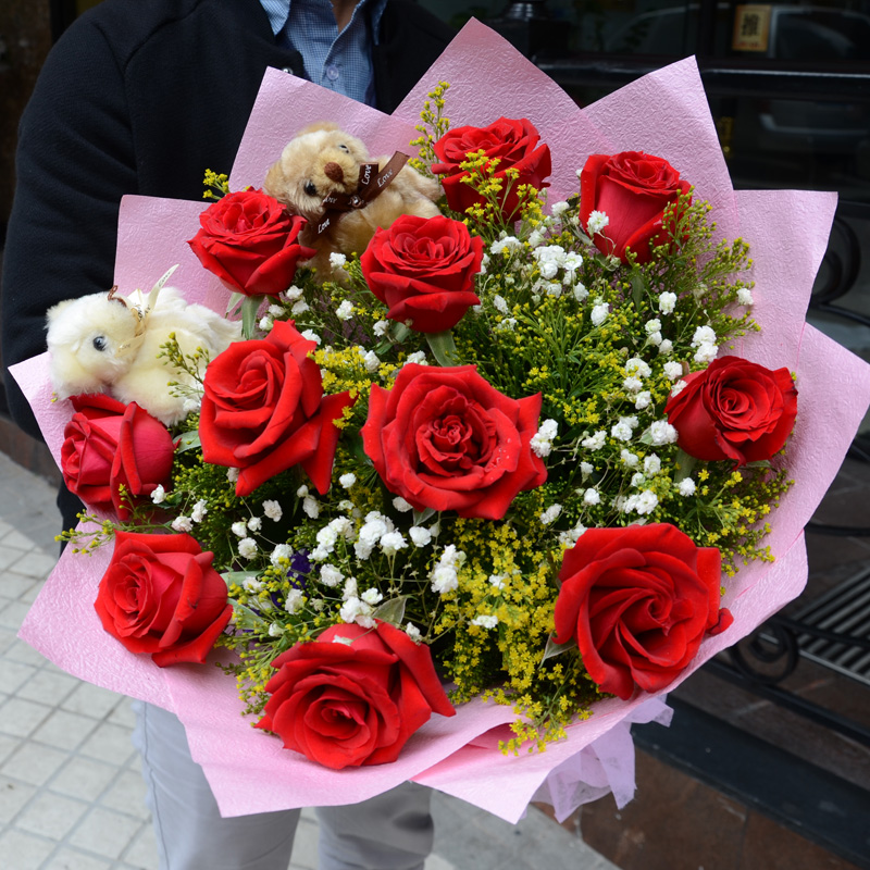 全国送花红玫瑰花花束生日鲜花速递同城上海北京广州成都