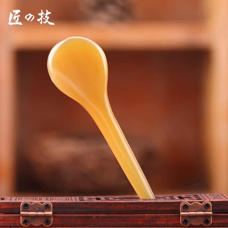 匠の技天然白水牛角按摩棒  眼部面部拔筋点穴棒美容刮痧板礼品