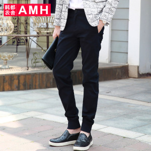 新款修身纯色束脚裤休闲裤