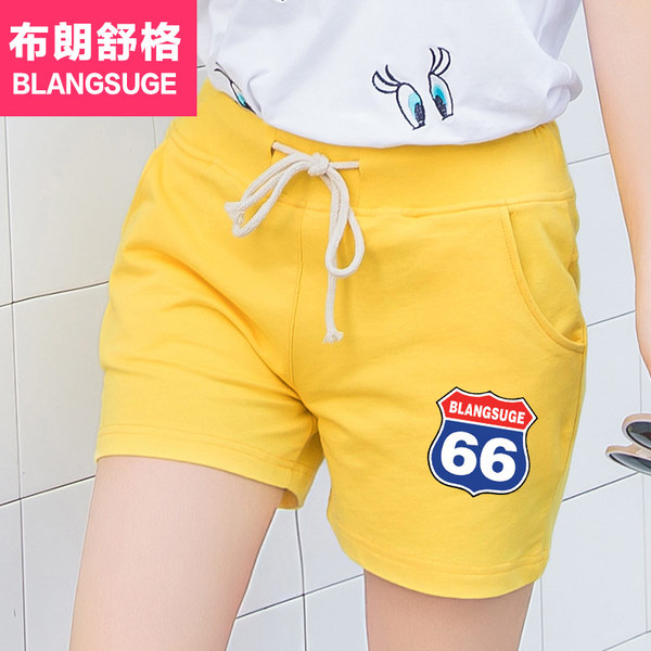 品女热裤 百搭<em>休闲糖果色短裤 宽松显瘦抽绳</em>松