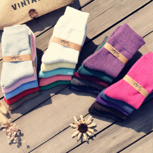 秋冬季加厚兔羊毛中筒袜