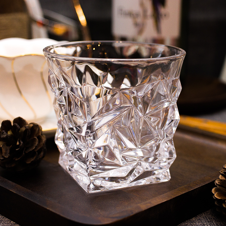 钻石切割纹出口水晶玻璃杯 茶杯彩色牛奶 喝水杯子 啤酒杯 酒吧杯