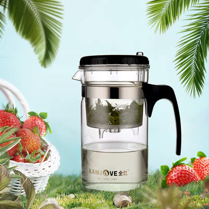壶花红茶杯带过滤网玲珑杯子耐热冲泡茶器茶具金灶飘逸杯玻璃泡茶