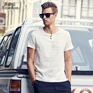 青年亚麻短袖t恤