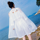 2017夏季新款防晒衣女中长款韩版宽松百搭刺绣防晒服大码薄款外套