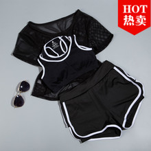 速干网纱镂空跳操瑜伽服罩衫 夏季健身运动T恤女韩国宽松跑步短袖