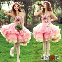 影楼主题服装2014展会新款婚纱摄影拍照情侣写真拍照蓬蓬短裙A065