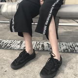 原宿风阔腿裤女九分裤开叉运动休闲裤情侣直筒裤百搭韩版学生潮