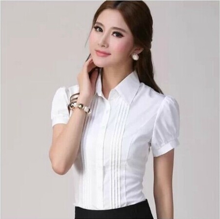 热销女Polo 夏天大码 夏季半袖 白衬衣正装 女上