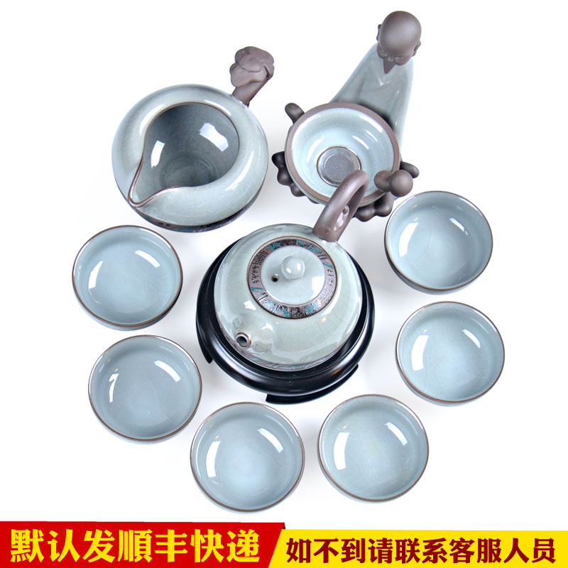 中正 汝窑陶瓷功夫茶具套装特价整套西施壶盖碗开片冰裂釉哥窑