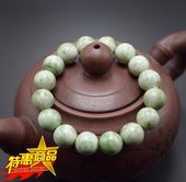 玉石手串转运珠圆珠独玉绿白手链直径12MM 天然独山玉手链男女款