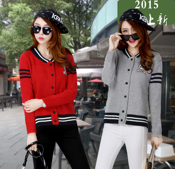 热销运动<em>毛衣</em> <em>2015</em>秋装 减龄气质<em>外套</em>短针织款