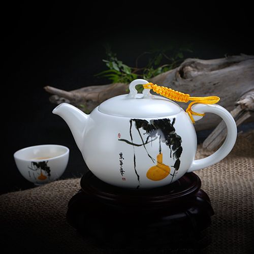 热卖恒福正品 景德镇陶瓷功夫茶具整套套装作品 福禄如意茶壶半组