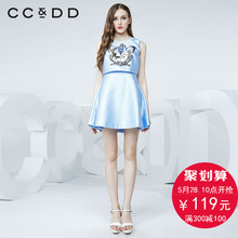 新款 淑女气质假两件套连衣裙 女通勤大摆裙 专柜正品 CCDD2016夏装