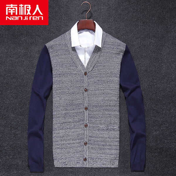 正品男<em>毛衣</em> <em>南极人</em>2015春夏新款 韩版 修身 V领