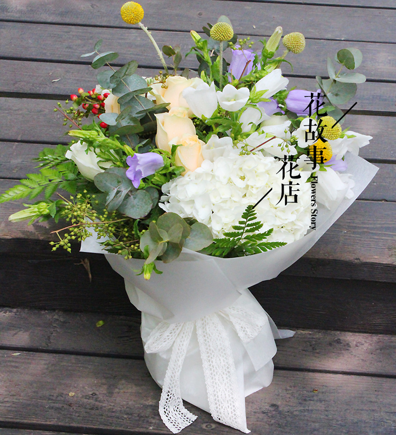 上海鲜花速递生日情人节送花订花绣球玫瑰鲜花花束