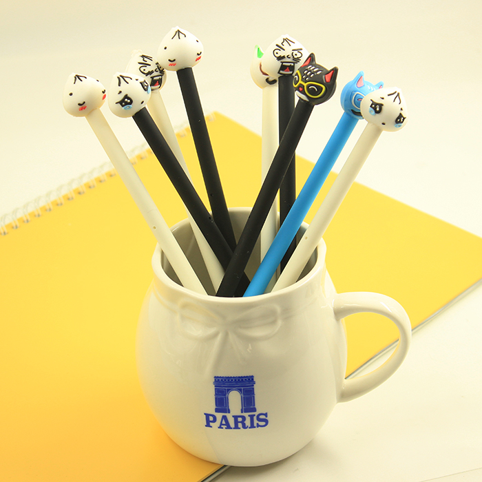 韩国创意可爱中性笔全针管0.5mm黑色 卡通学生用水笔包邮 磨砂杆