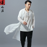 中国风民族服装男士中长款风衣外套薄款夏季雪纺防晒开衫长袖披风