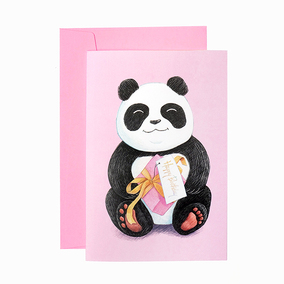 小林创意 原创手绘水彩画 可爱大熊猫 明信片卡片 卖萌万岁