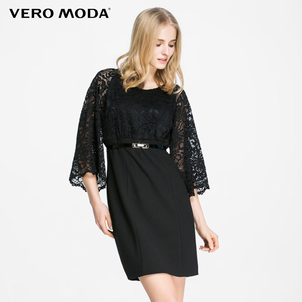 veromoda七分袖蕾丝夏季连衣裙31617c043