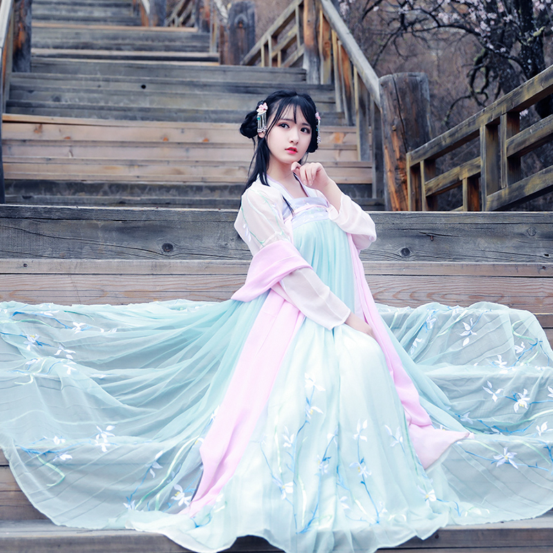 华姿仪赏 云天 汉服女装齐胸襦裙日常小袖绣花对襟绣花梅花春夏款