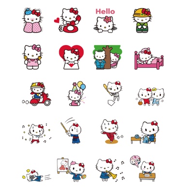 004 line表情贴纸三丽鸥hello kitty 日记本相册装饰贴纸40枚