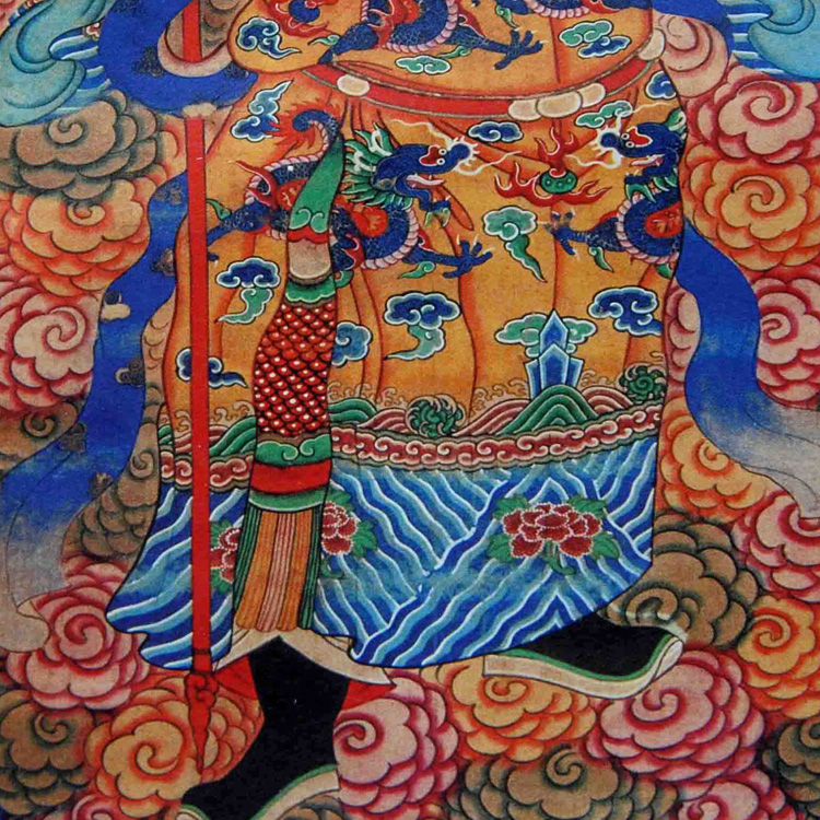 二郎神神像 二郎真君丝绸画 道教人物挂画神仙杨戬画像镇宅辟邪画