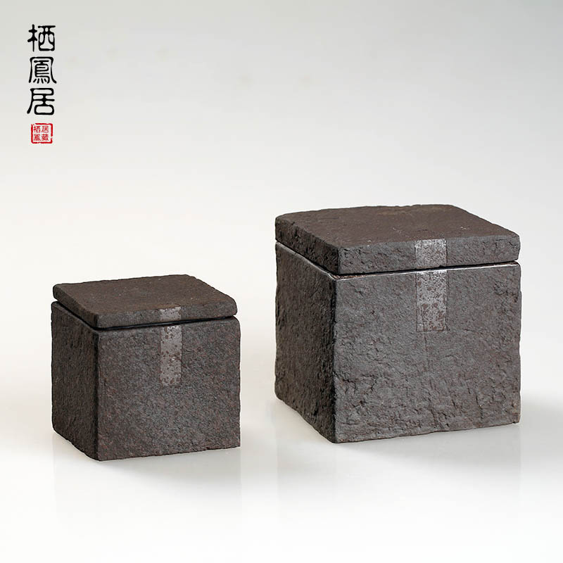 复古粗陶茶叶罐 手工陶瓷醒茶罐非密封茶罐 大号小号茶仓茶道零配