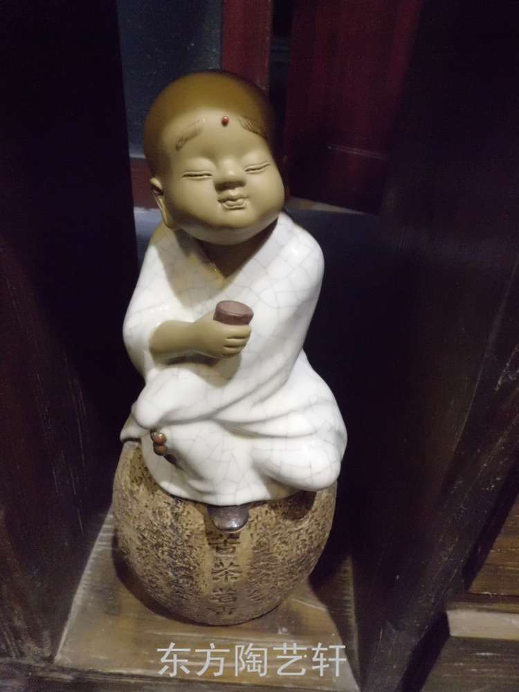 陶瓷工艺品摆件 石湾公仔 一休 小和尚 苦茶茗香 家居装饰品摆设