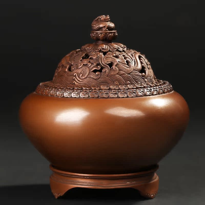 铜之韵 手工紫铜香炉 仿古铜香炉宣德炉檀香炉铜工艺品 香道用具
