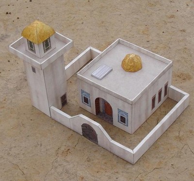立体折纸手工制作模型剪纸 阿拉伯风格房屋 场景建筑