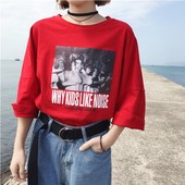 宽松百搭小清新短袖 T恤女学生上衣潮 韩国ulzzang原宿风bf夏季韩版