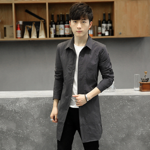 男士中长款风衣外套翻领帅气夹克春秋季潮牌个