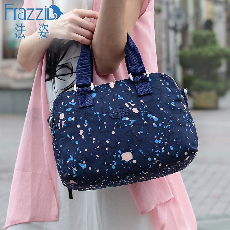 frazzil/法姿手提包女2017新款欧美简约尼龙布包百搭斜挎帆布包潮