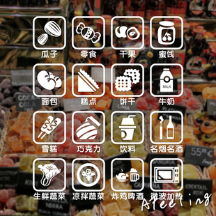 面包水果店便利店百货店贴纸店铺标语墙贴玻璃贴纸门贴标识U10