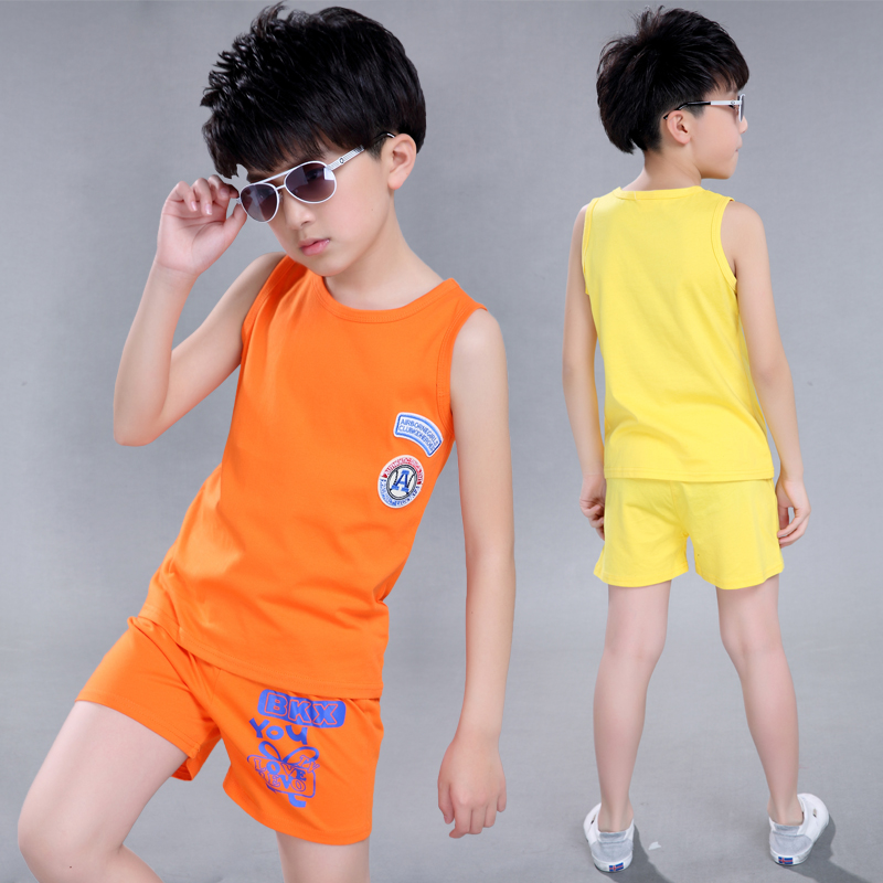 童装男童夏装2017夏季纯棉背心短裤套装小男孩衣服中大童两件套潮
