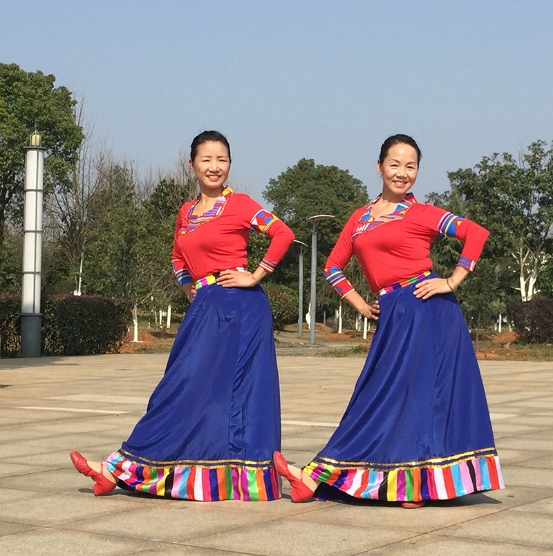 藏族舞蹈练习裙藏族裙半身裙维族练习裙藏族训