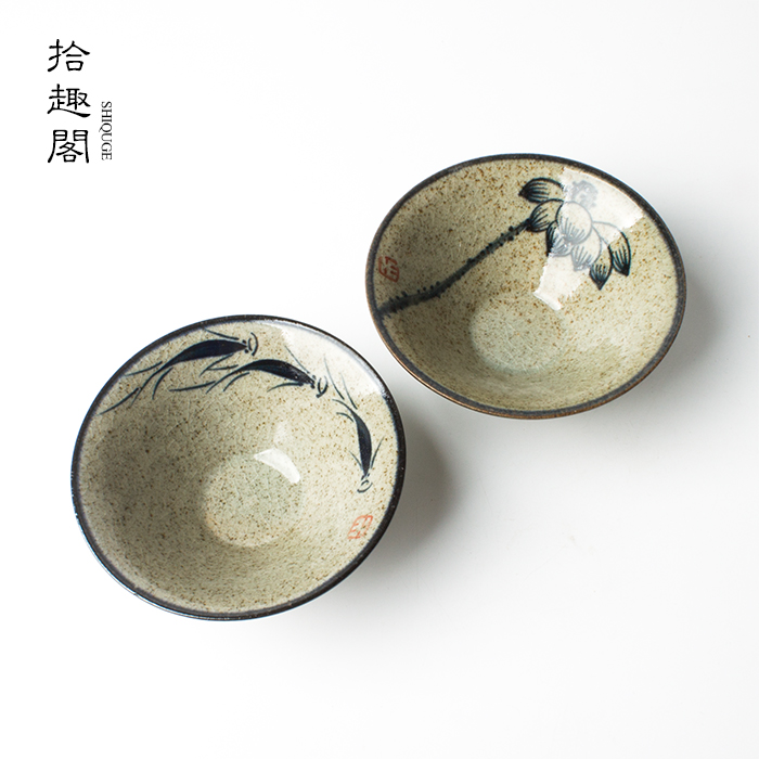 青花瓷茶杯仿古杯功夫茶具禅意品茗杯斗笠主人景德镇陶瓷手绘品杯