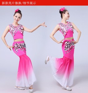 傣族舞蹈演出服装表演服饰云南孔雀舞少数民族