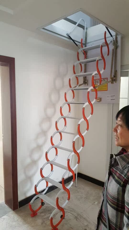 艾达家用拉伸梯别墅复式室内隐形折叠升降楼梯半自动阁楼伸缩楼梯