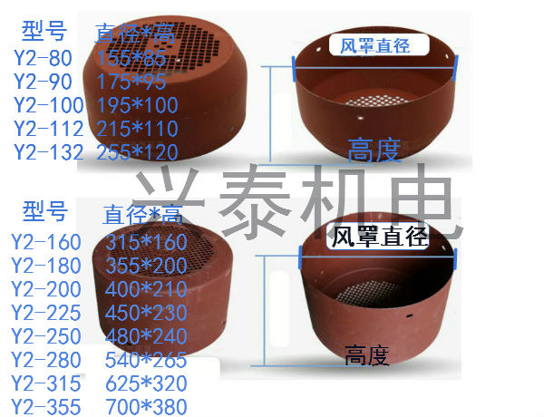 y2系列315加厚风帽160kw风叶风帽电机配件110kw y2-315风罩