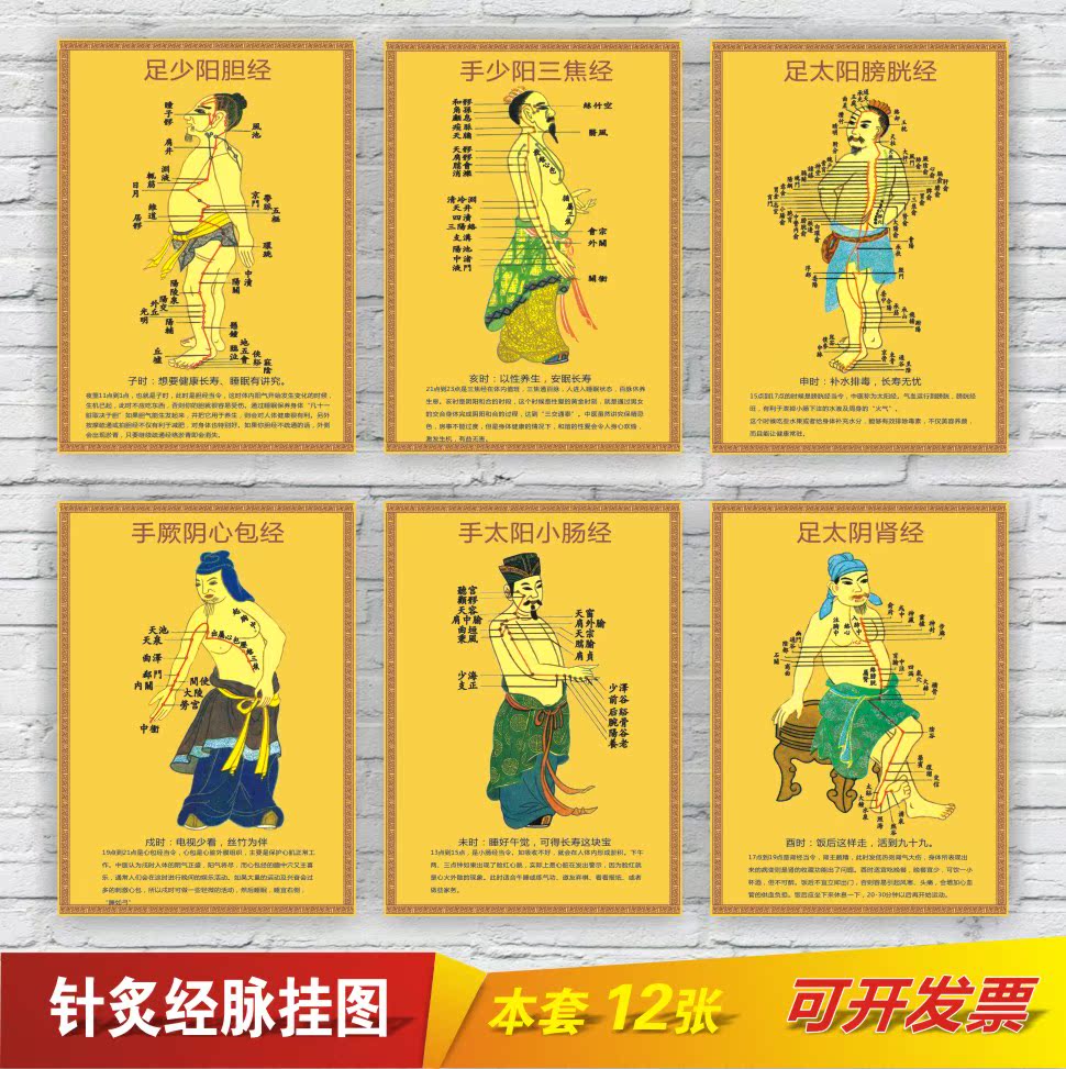 传统中医理疗养生知识挂图 人体经络交通黑点墙贴 养生馆宣传海报