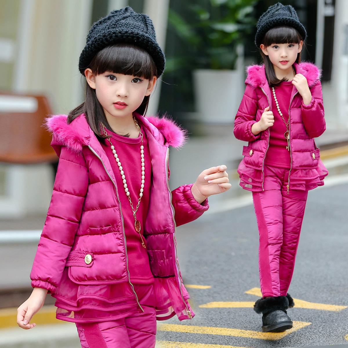 12女大童冬装套装2017新款女孩韩版洋气时尚